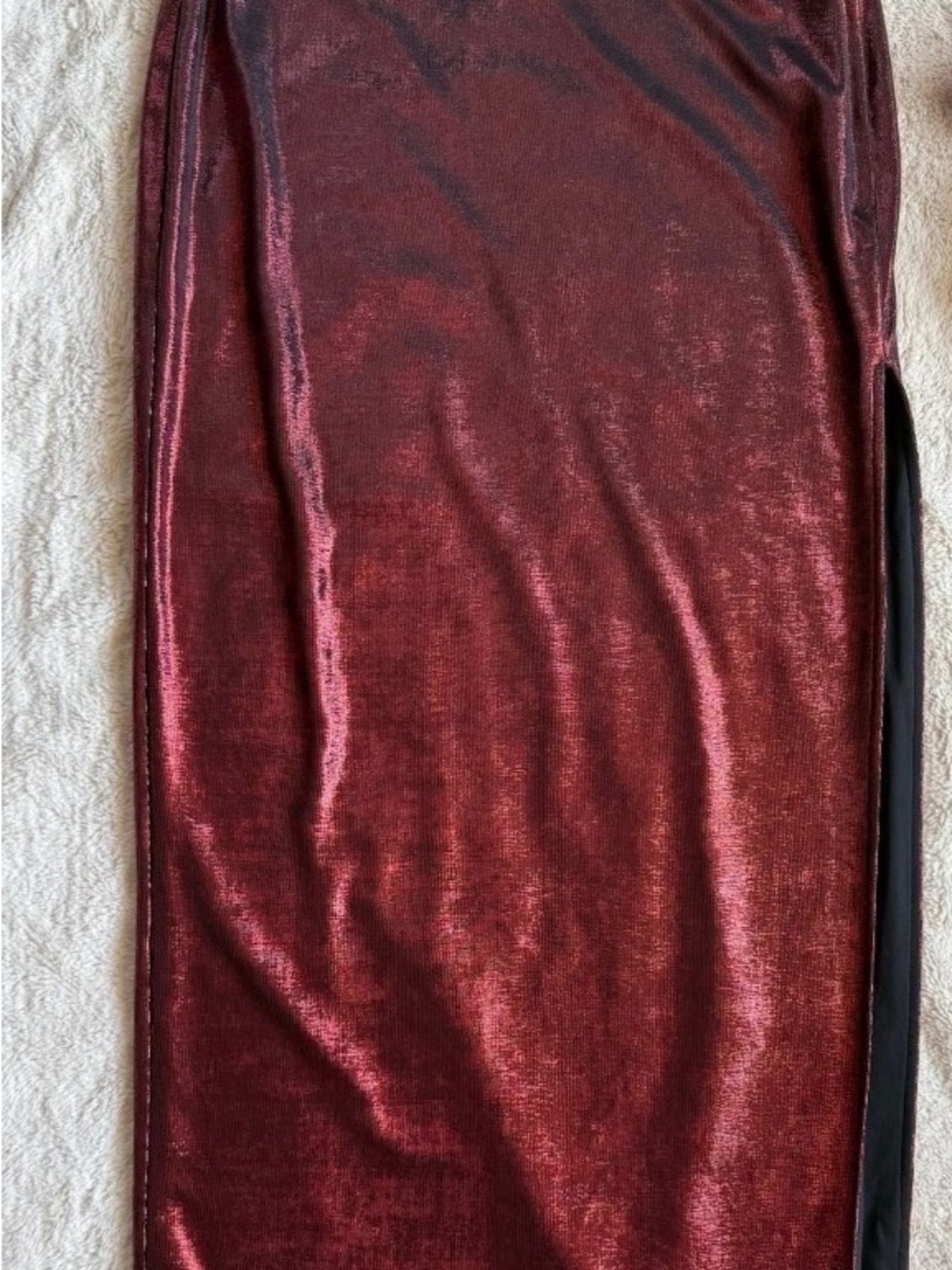 Cupshe Shimmery Wine Red Midi Skirt